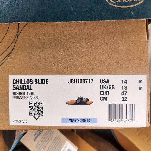 Chaco Chillos Slides Sandals Mens Sz 14 Rising Teal Colorful Beach Fun JCH108717 - Picture 12 of 12